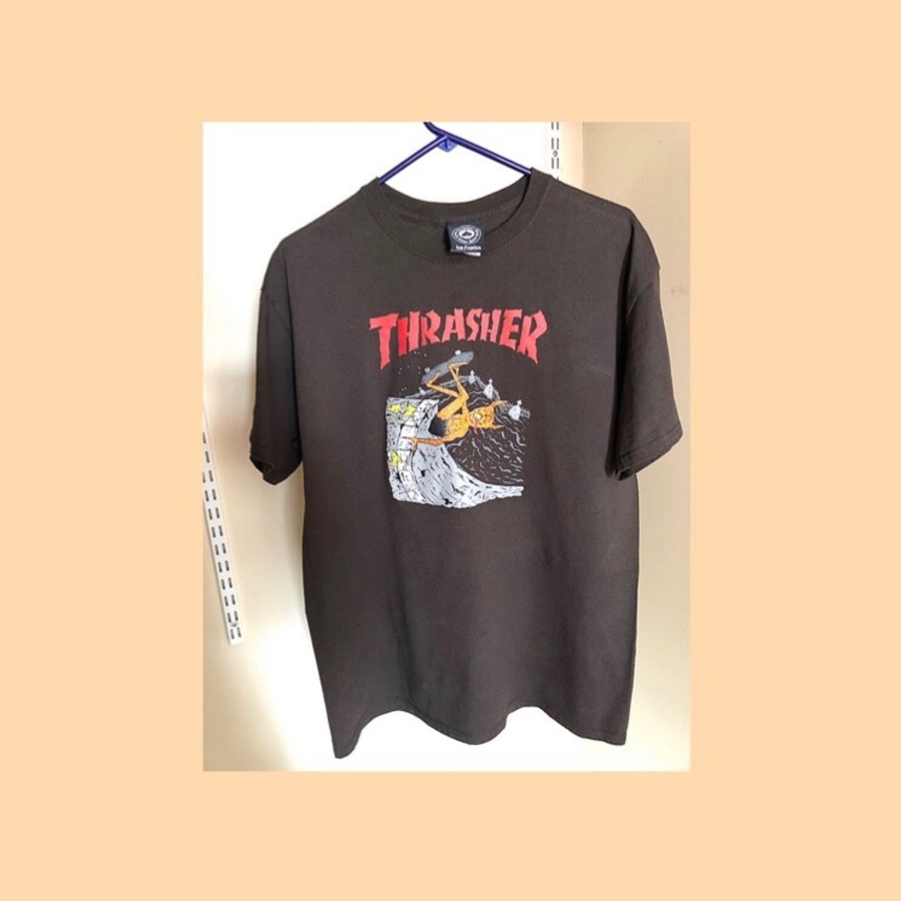 Thrasher T Shirt Brown Sz Large